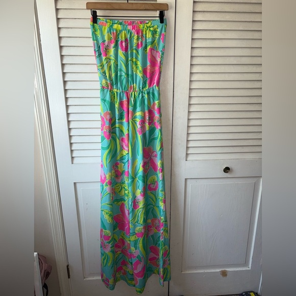 Lilly Pulitzer Farrah Strapless Jumpsuit Crystal Water Island Cocktail Print S - Picture 5 of 7